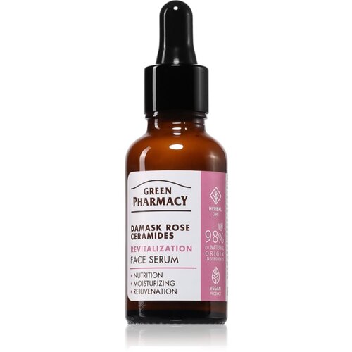 Green Pharmacy Damask Rose &amp;amp; Ceramides Serum revitalizacijski serum za obraz 30 ml Slike