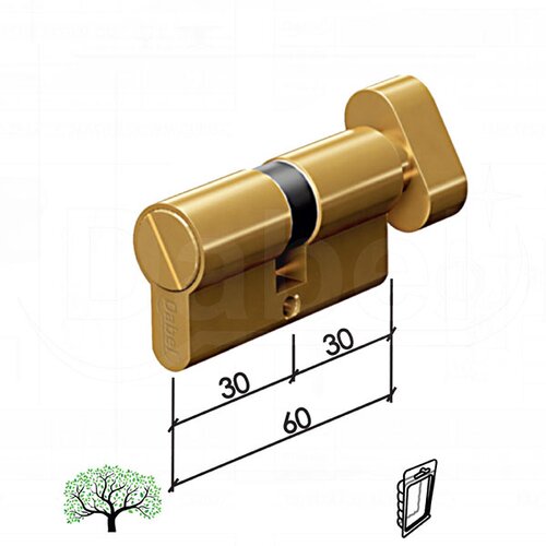 Dabel cilindar za WC vrata CL2036WC Ms 60mm(30-30) WC 6x6mm DBP1 Slike
