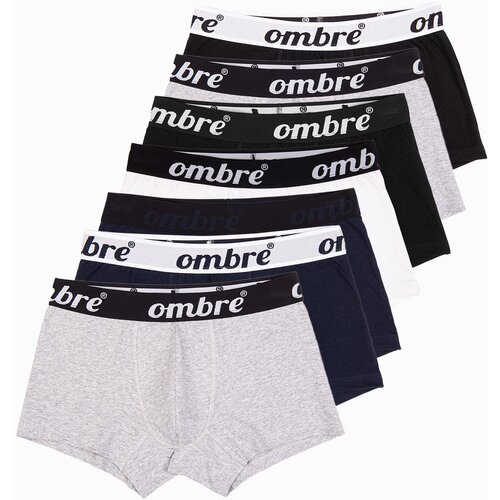 Ombre Men's cotton boxer shorts with contrasting elastic - 7-pack mix Cene
