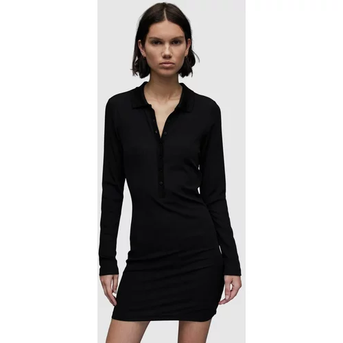 AllSaints Obleka WD014Z HOLLY DRESS črna barva