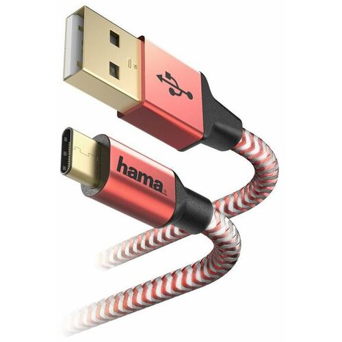 Hama USB kabel za polnjenje/podatkovni prenos, odsevni USB-C USB-A 1,5 m, rdeč 201559, (5000277622) Cene
