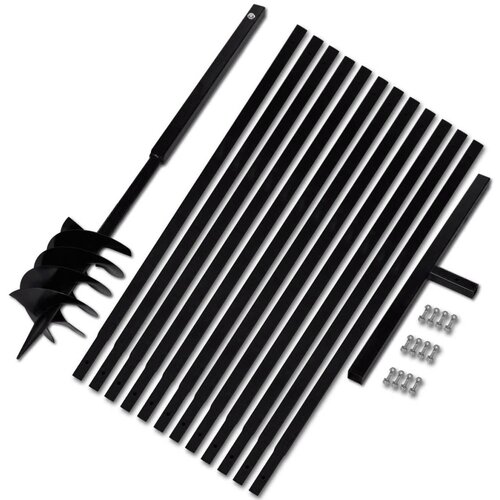 VidaXL Jeklen spiralni vrtalni sveder za zemljo z ročajem 180 mm s 13 m pod. Slike
