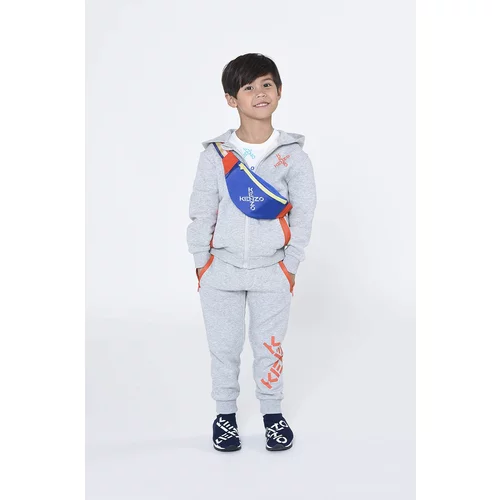 Kenzo Kids Dječja pamučna dukserica boja: siva, s kapuljačom, s tiskom