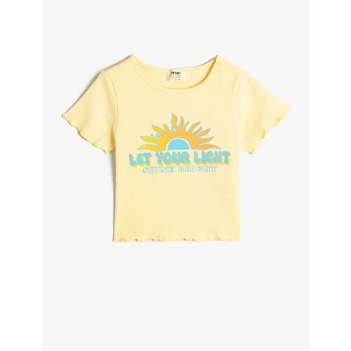 Koton Crop T-Shirt Short Sleeve Summer Theme Cotton Cene