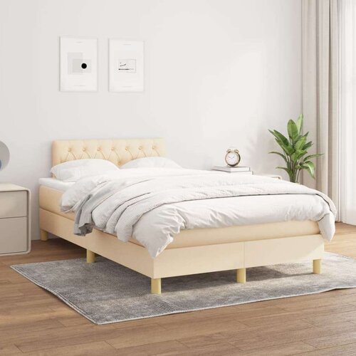  Krevet s oprugama i madracem krem 120 x 200 cm od tkanine Slike