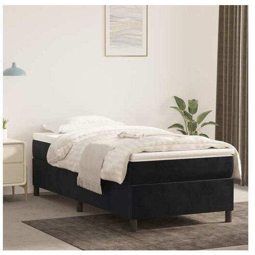  Box spring postelja z vzmetnico črna 90x200 cm žamet Cene