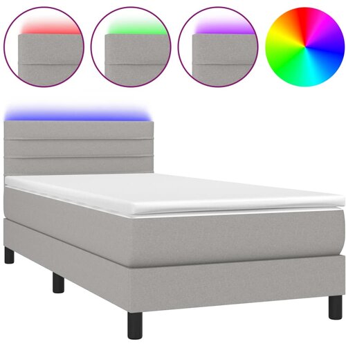 Maison Chic Box spring postelja - Vzmetna postelja z vzmetnico LED svetlo siva 90x190 cm blago SL21486, (21901724) Cene
