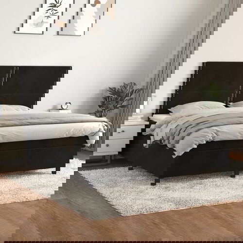 vidaXL Box spring postelja z vzmetnico črna 160x200 cm žamet Cene