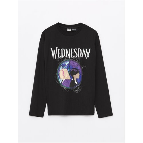 LC Waikiki Crew Neck Wednesday Printed Long Sleeve Girls T-Shirt Slike