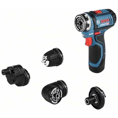 Bosch Professional GSR 12V-15 FlexiClick 06019F6000 akumulatorski vrtalni vijačnik 12 V 2 Ah Li-Ion vklj. 2 akumulatorja\, vklj. polnilnik\, vklj. oprema\, vklj. kovček, (21512441)