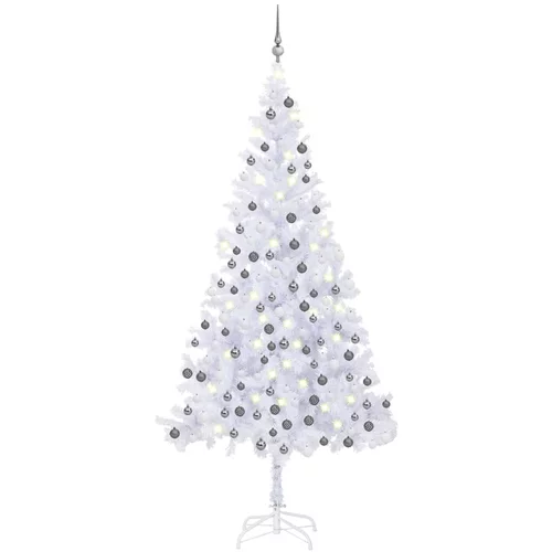  Umjetno božićno drvce LED s kuglicama L 240 cm bijelo