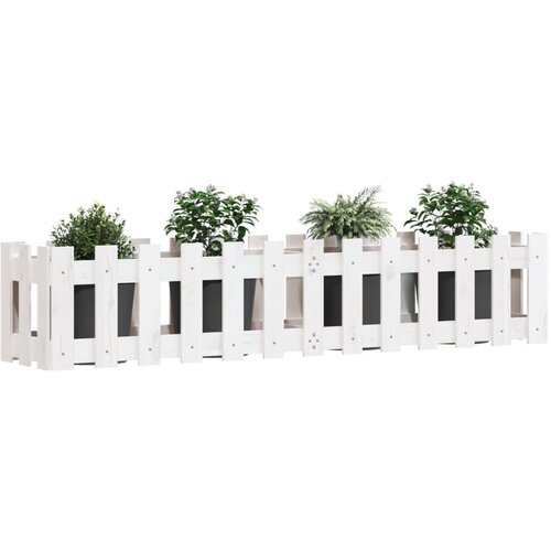  Povi&amp;scaron;ena vrtna gredica bijela 150 x 30 x 30 cm masivna borovina Slike