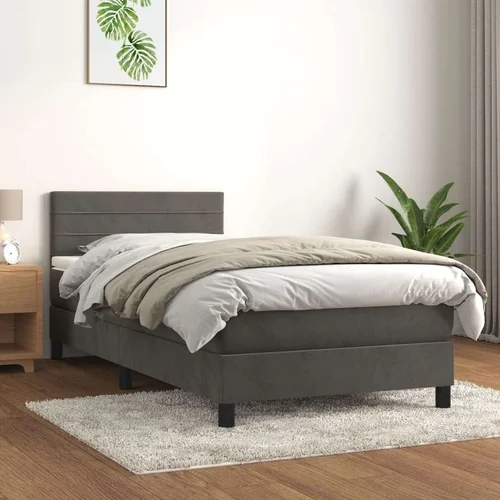 Box spring krevet s madracem tamnosivi 90x190 cm baršunasti