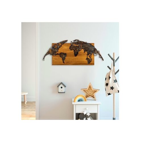 Wallity Zidna dekoracija Mapa svijeta-1, 83cmx38cmx3cm, Hrast Cijene