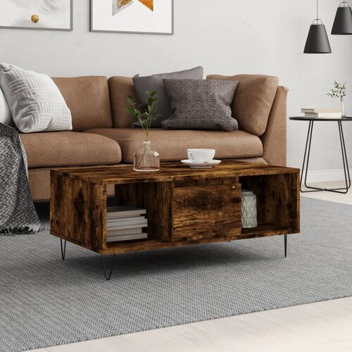 The Living Store Klubska mizica dimljeni hrast 90x50x36,5 cm inženirski les - Klubska Mizica, (21574056) Cene