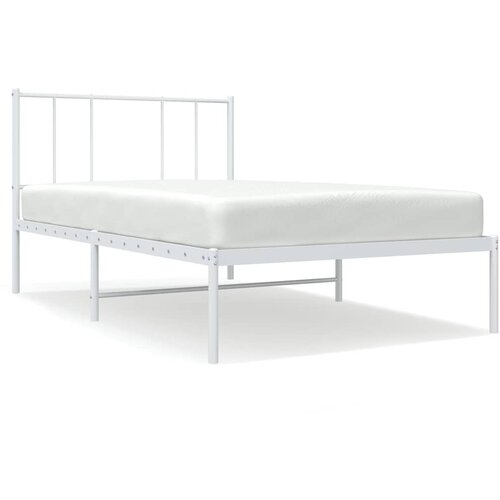  Metalni okvir za krevet s uzglavljem bijeli 107x203 cm Slike