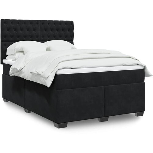 vidaXL Box spring postelja z vzmetnico črna 140x200 cm žamet Cene