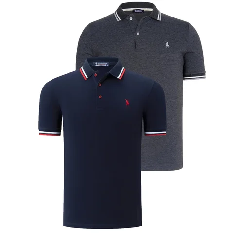 Dewberry DUAL SET T8594 MENS T-SHIRT-NAVY BLUE - ANTHRACITE