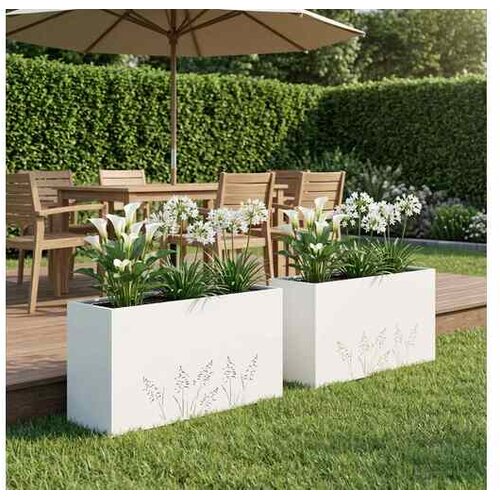 vidaXL Vrtna saksija 2 kom. Bijela 100 x 30 x 49 cm Čelična vrata - Bijela 100 x 30 x 49 cm 2 Cijene