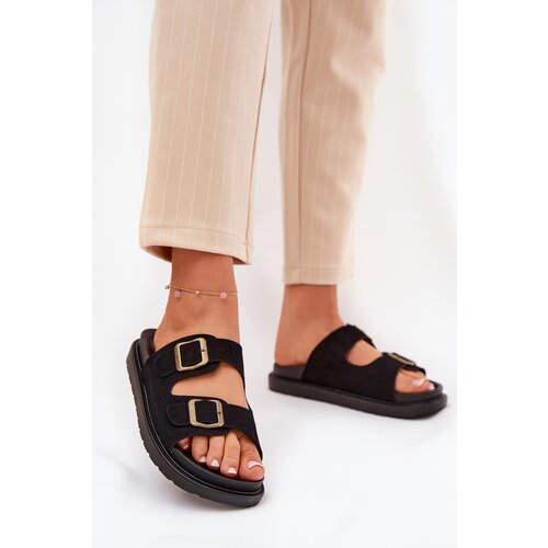 Boto Women's Sandals With Buckles On Cork Sole Black Sercele Cene