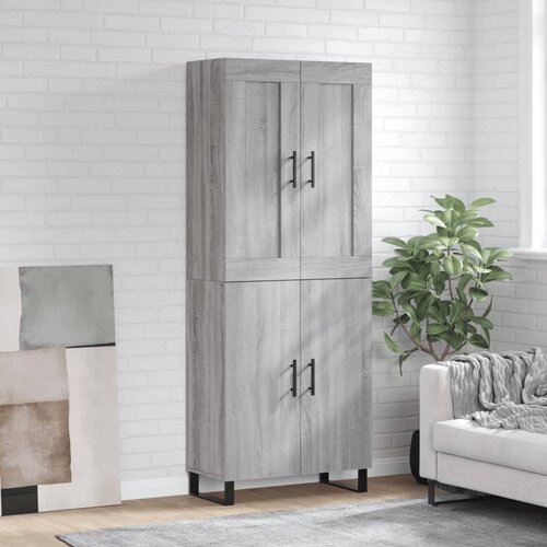 VidaXL Visoka komoda siva sonoma 69,5x34x180 cm inženirski les Slike