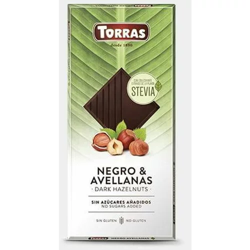 Torras Tamna čokolada s lješnjacima zaslađena eritritolom i stevijom 125 G