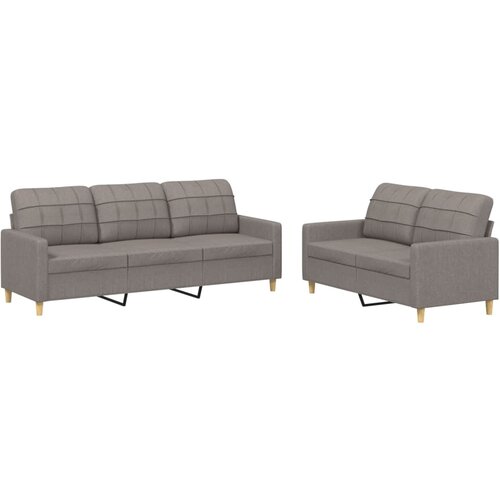  2-dijelni set sofa s jastucima smeđesivi od tkanine Tupe Slike
