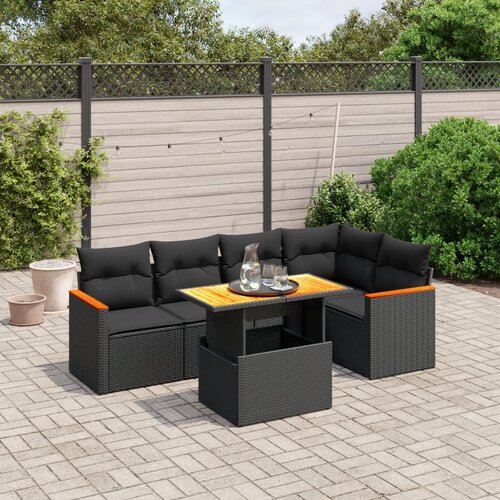 vidaXL 6-dijelni set vrtnih sofa s jastucima crni od poliratana Cijene