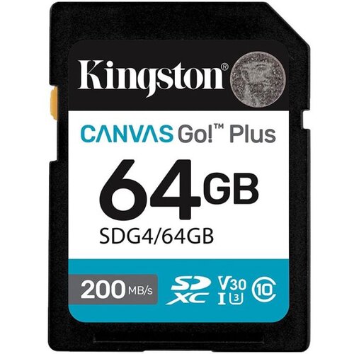 Sd card Kingston 64 GB G4/64GB XC,r/w:200/100MB/s, DSLRs, mirrorless cameras, 4K video Cijene