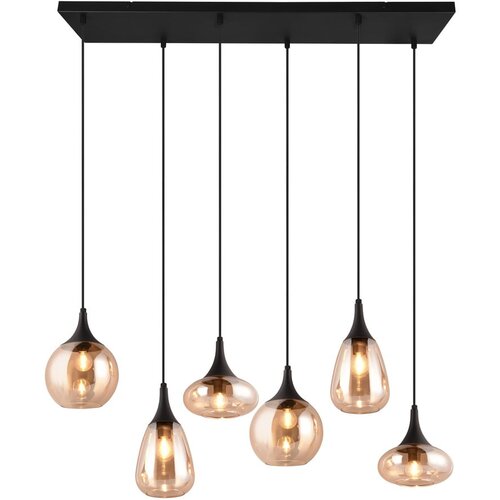 Tri O črna/oranžna viseča svetilka s steklenim senčnikom lumina – Cene