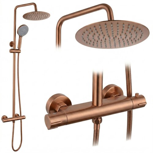 Rea Pršni komplet brez izliva s termostatom Lungo Copper Brush Cene
