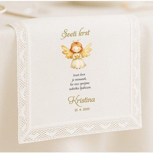  KRSTNI PRTIČEK z angelčkom v zlati barvi KRSPRT 22 Cene