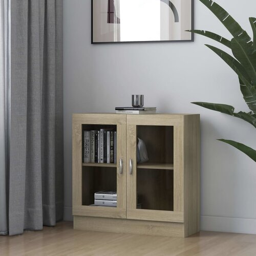 The Living Store Vitrina sonoma hrast 82,5x30,5x80 cm iverna plošča - Vitrina, (21836359) Cene