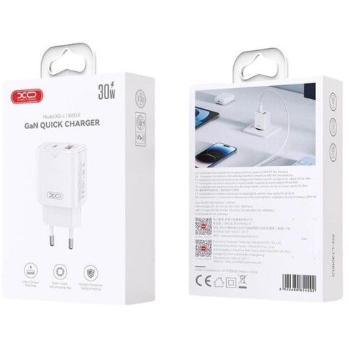  Kucni punjac XO L130 ulaz USB-A + USB-C PD 30W/QC 18W white + iPhone cable Cene