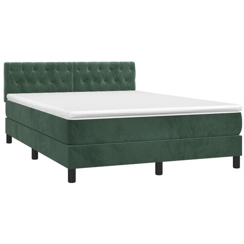 VidaXL Krevet s oprugama i madracem tamnozeleni 140x190 cm bar&amp;scaron;unasti Slike