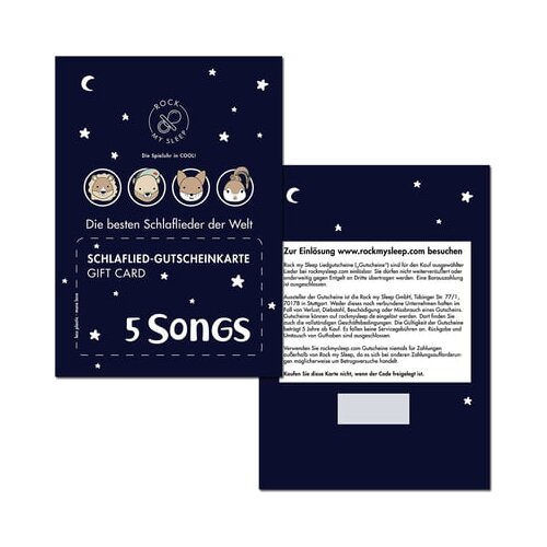 Rock my Sleep Paket pesmi: darilna kartica za 5 pesmi Cene