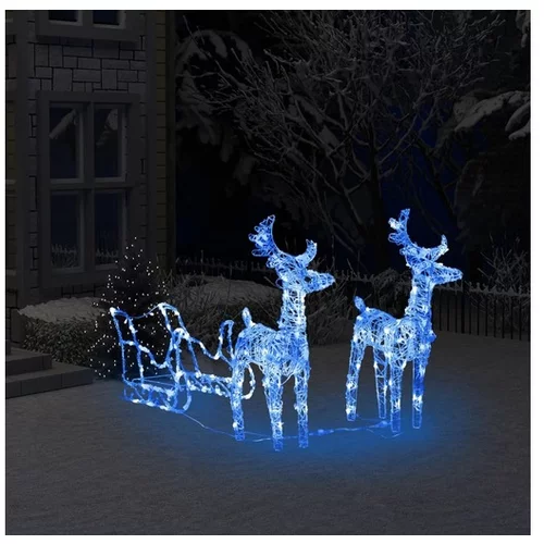  Božični jeleni s sanmi 160 LED lučk 130 cm iz akrila