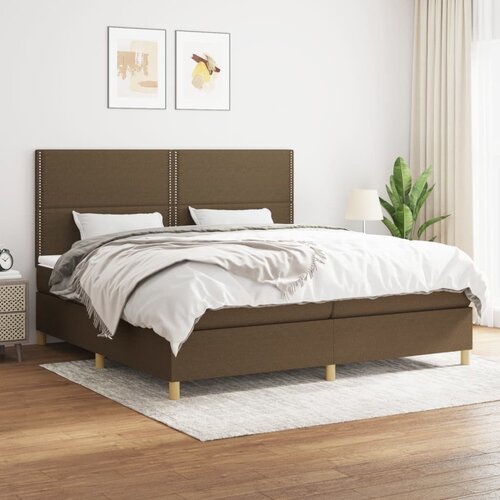 The Living Store Box spring postelja z vzmetnico temno rjav 200x200 cm blago - Box Spring Postelja, (21515416) Cene