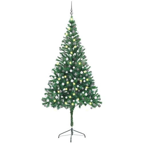 vidaXL umjetno božićno drvce LED s kuglicama 210 cm 910 grana