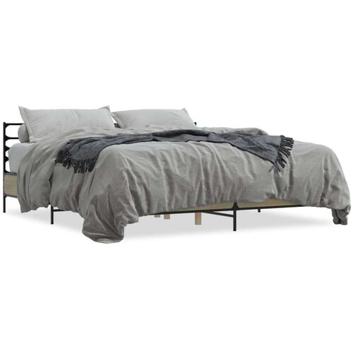  Okvir za krevet boja hrasta 180x200cm konstruirano drvo i metal Cijene
