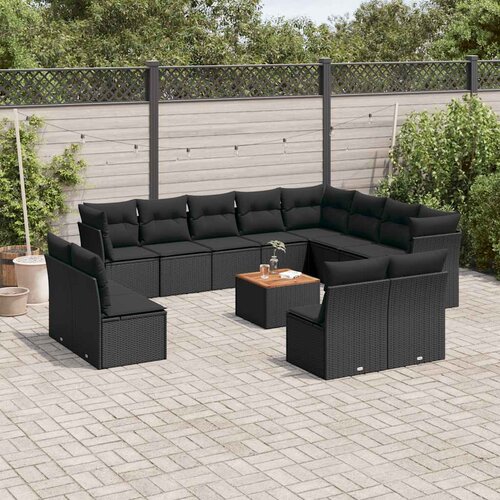  13-dijelni set vrtnih sofa s jastucima poliratan crni Cijene