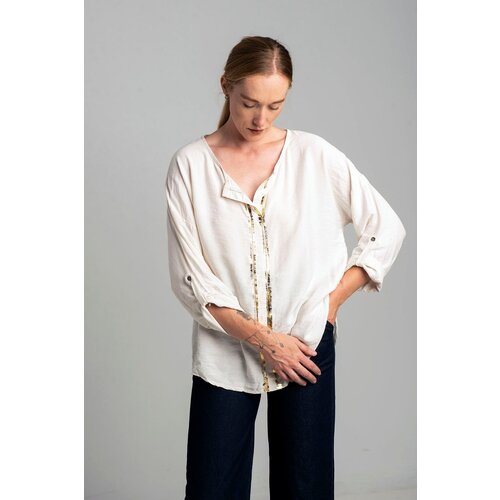 New Fashion Ecru blouse with gold print Cijene