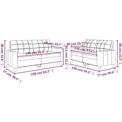 VidaXL 2-dijelni set sofa s jastucima sivi od umjetne kože Slike