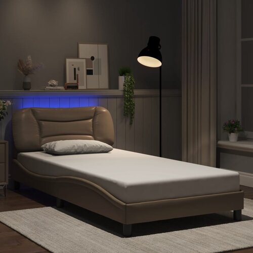 Furnova Posteljni okvir z LED lučkami kapučino 100x200 cm umetno usnje, (21934414) Slike