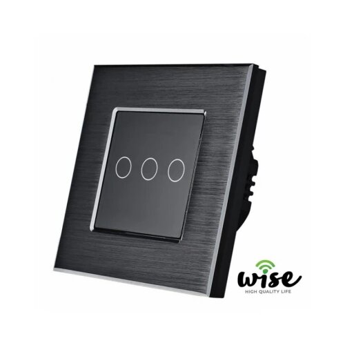 Wise naizmenični prekidač, 3 tastera- aluminijumski panel Slike