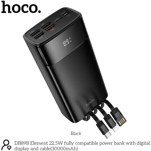 hoco. zunanja baterija powerbank BD89B 30000 mAh Fast Charge 22,5W za Samsung, Apple s kabli - črna Cene