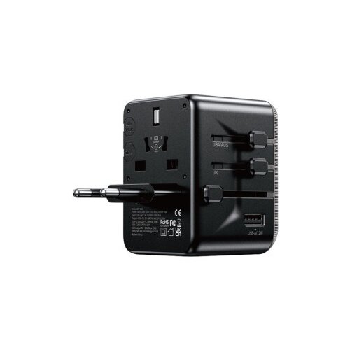 WEKOME WP-U69 Univerzalni Strujni GaN punjač, 5-porta USB (3.0 i 4 x 3.1 tipC-EU/UK/AU/US/JAP) 65W, crni Slike