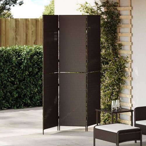 vidaXL Pregrada za prostor 3 panela sklopiva smeđa 146x180 cm poli ratan Cene