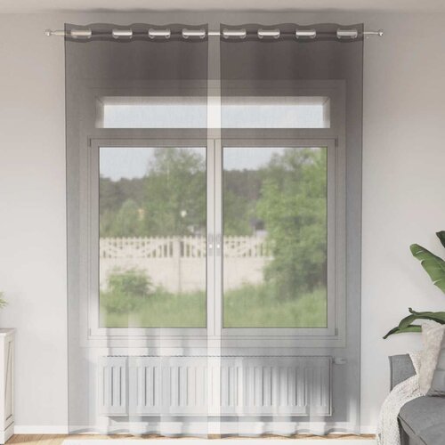 Voile zavjese s ušicama 2 kom tamnosive 140x300 cm Cene