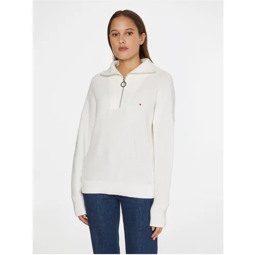 Tommy Hilfiger White Women's Sweater with Collar - Women